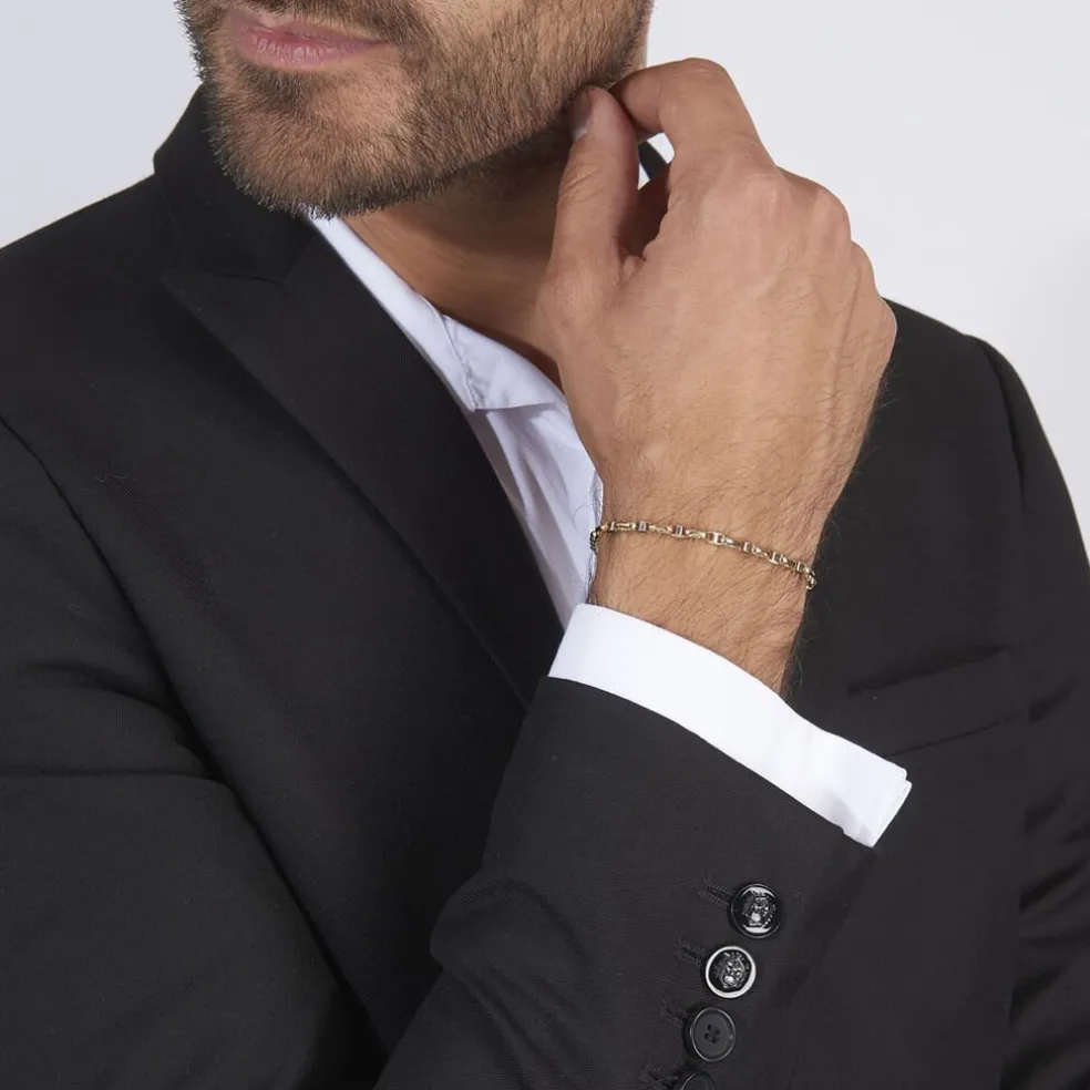 Bracelet Carlo Or Bicolore Maille Marine Ronde