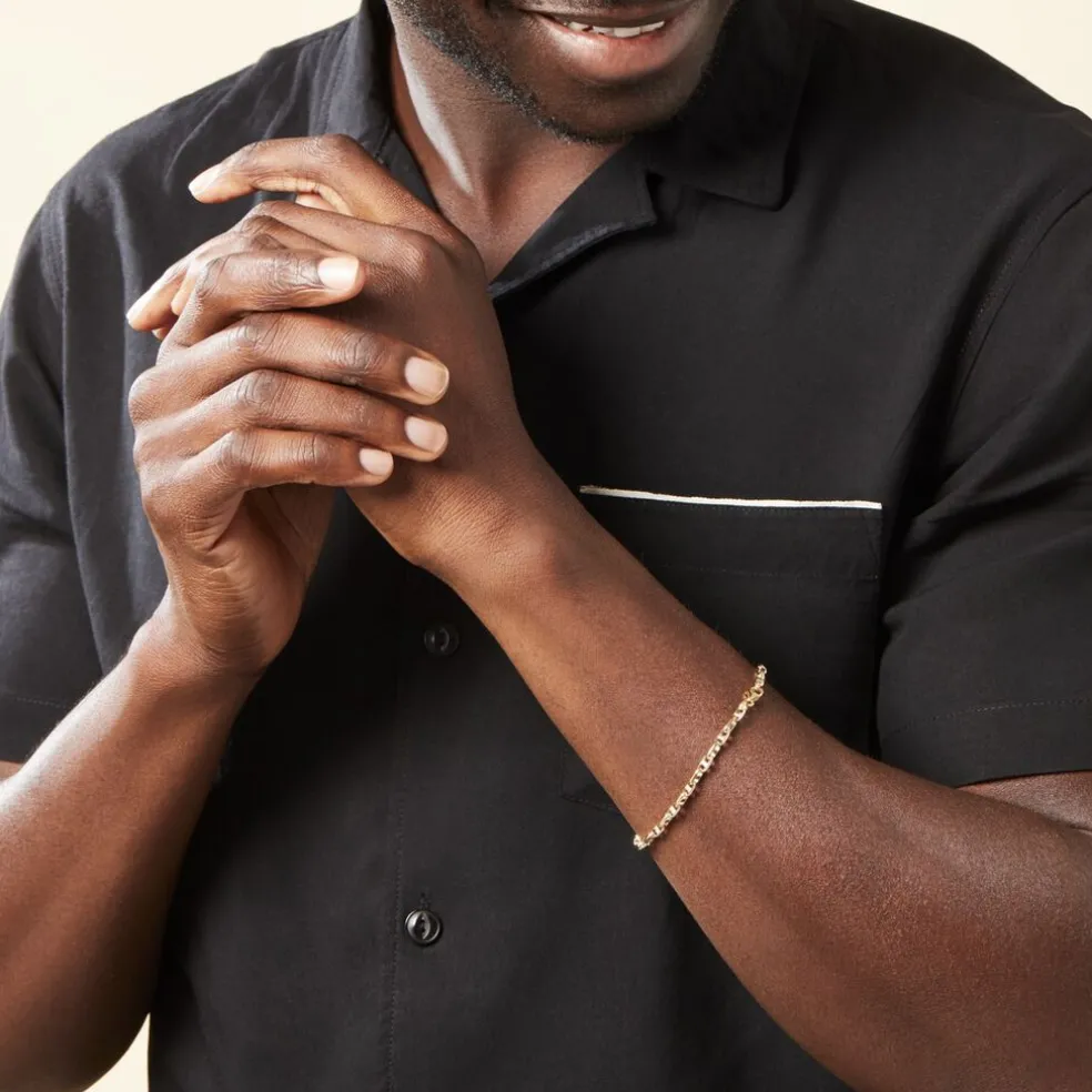 Bracelet Carlo Or Bicolore Maille Marine Ronde