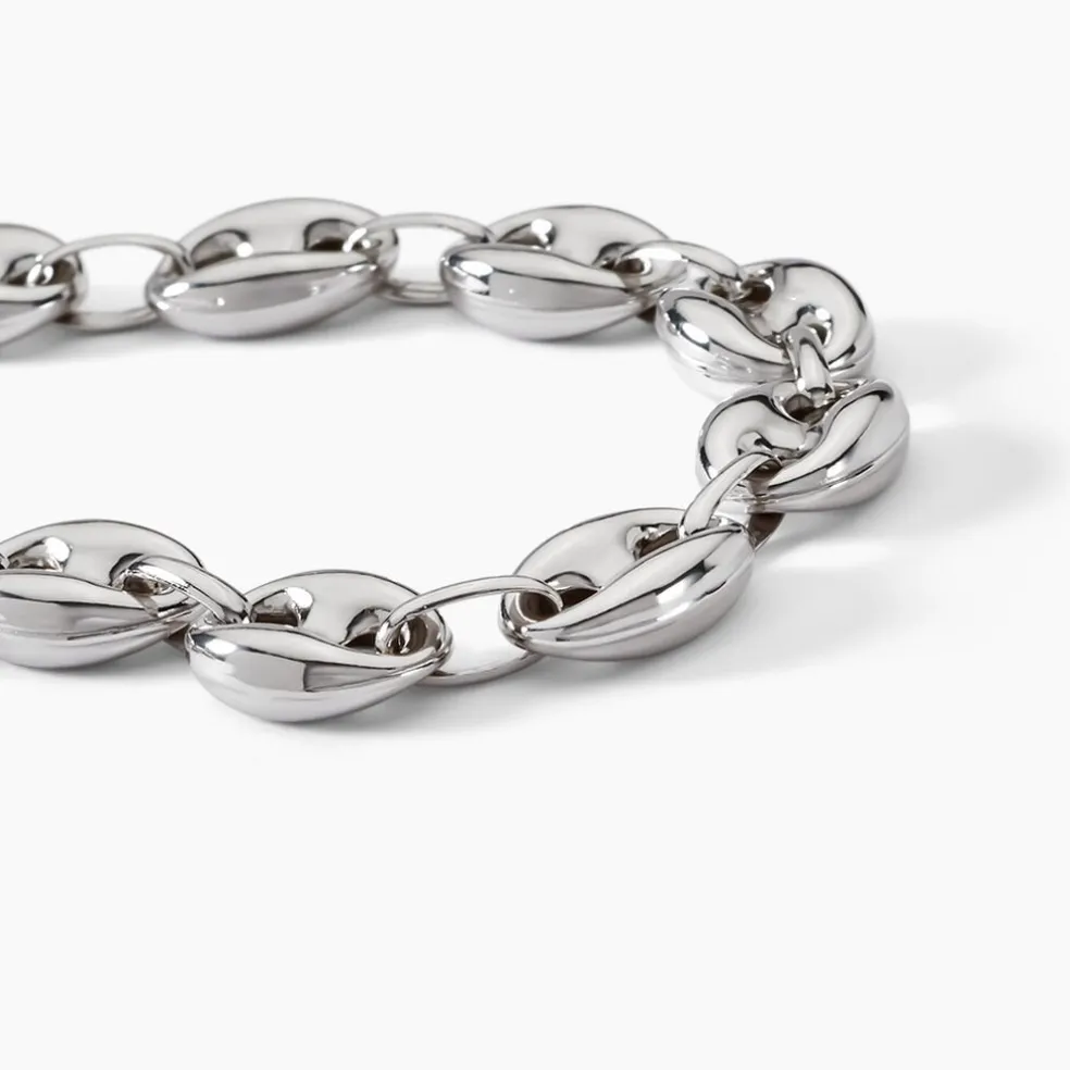 Bracelet Carrus Maille Grain De Cafe Argent Blanc
