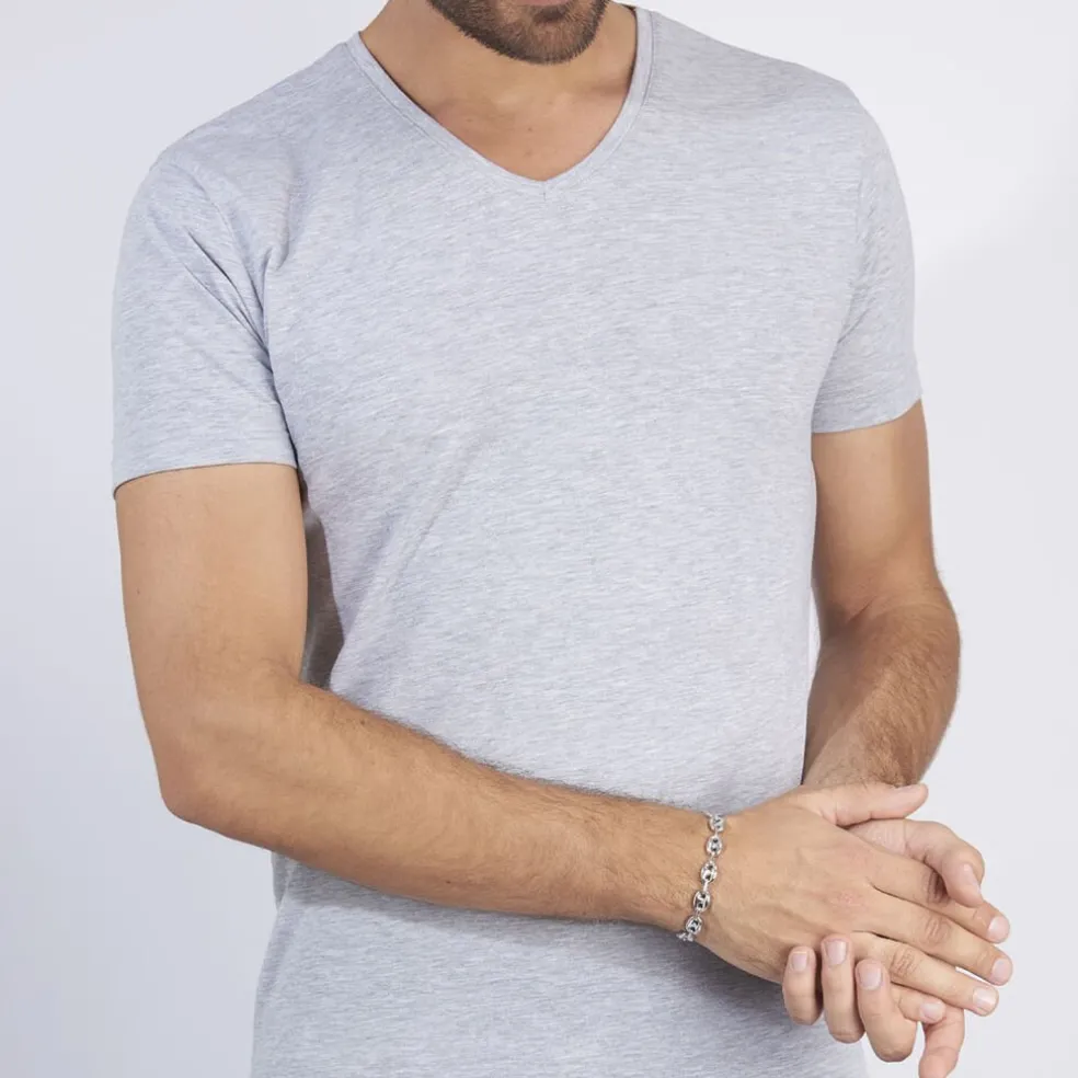 Bracelet Carrus Maille Grain De Cafe Argent Blanc