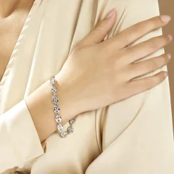 Bracelet Carrus Maille Grain De Cafe Argent Blanc