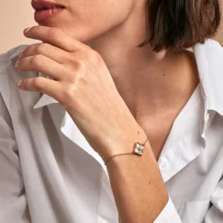 Bracelet Cassian Plaque Or Doré Nacre Oxyde De Zirconium