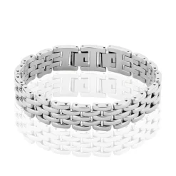 Bracelet Celicia Maille Grain De Riz Acier Blanc