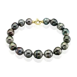 Bracelet Cerclee Or Jaune Perle De Culture De Tahiti