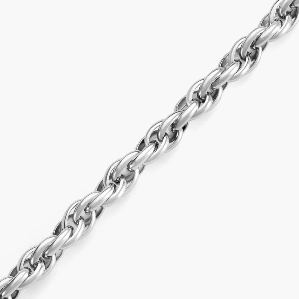 Bracelet Chaine Epaisse Acier Blanc Dusty