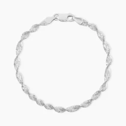 Bracelet Ciana Torsade Diamante Argent Blanc