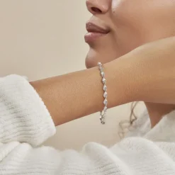 Bracelet Ciana Torsade Diamante Argent Blanc