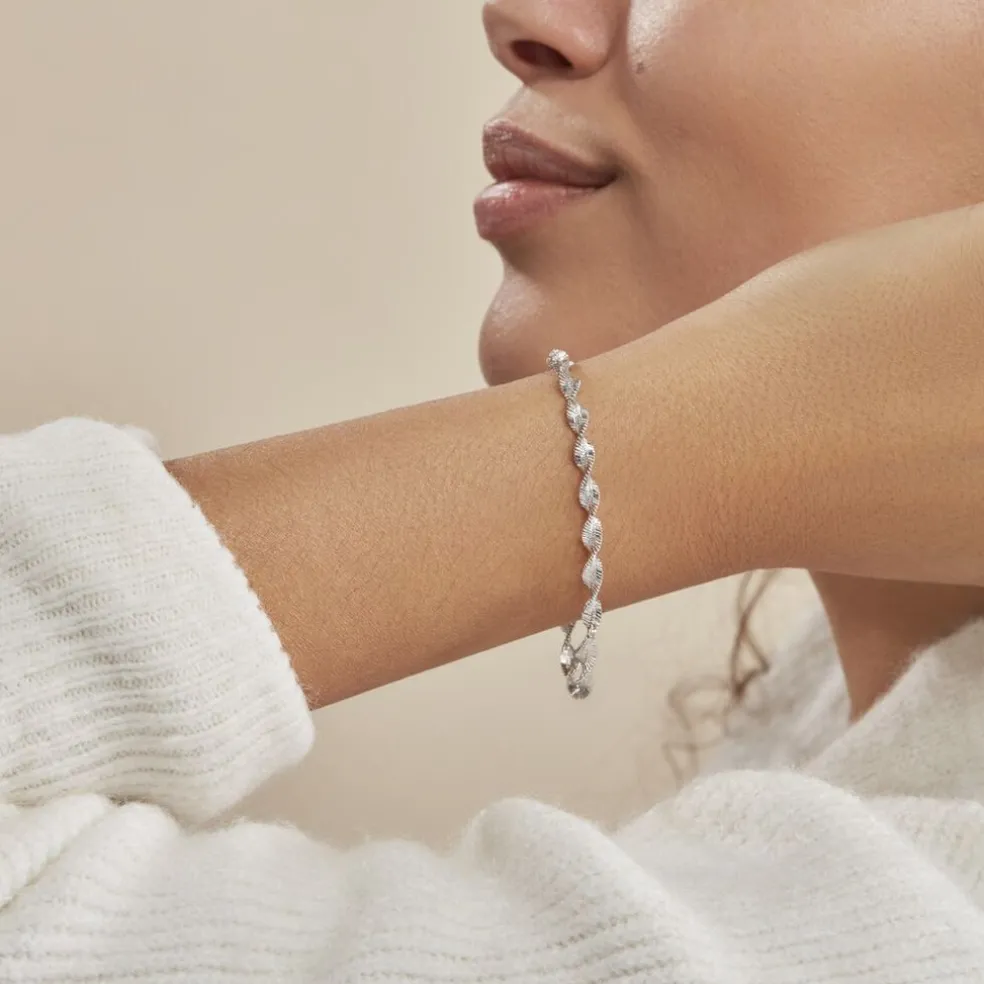 Bracelet Ciana Torsade Diamante Argent Blanc