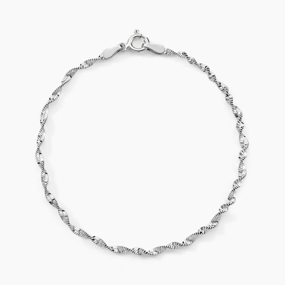 Bracelet Ciana Torsade Diamante Argent Blanc