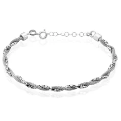 Bracelet Ciana Torsade Diamante Argent Blanc