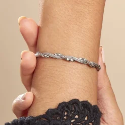 Bracelet Ciana Torsade Diamante Argent Blanc