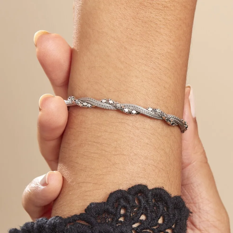 Bracelet Ciana Torsade Diamante Argent Blanc