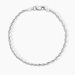 Bracelet Ciana Torsade Diamante Argent Blanc