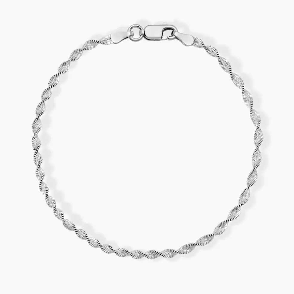 Bracelet Ciana Torsade Diamante Argent Blanc