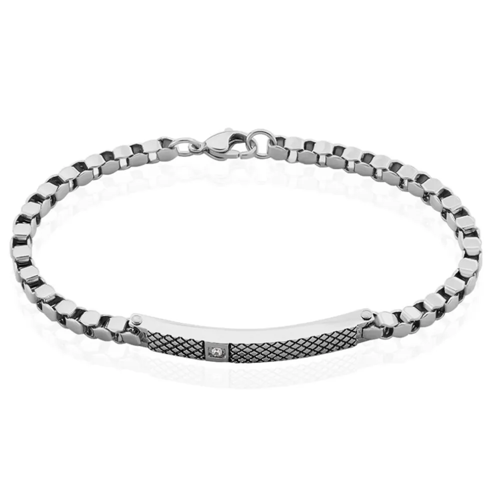 Bracelet Clement Acier Blanc Oxyde De Zirconium