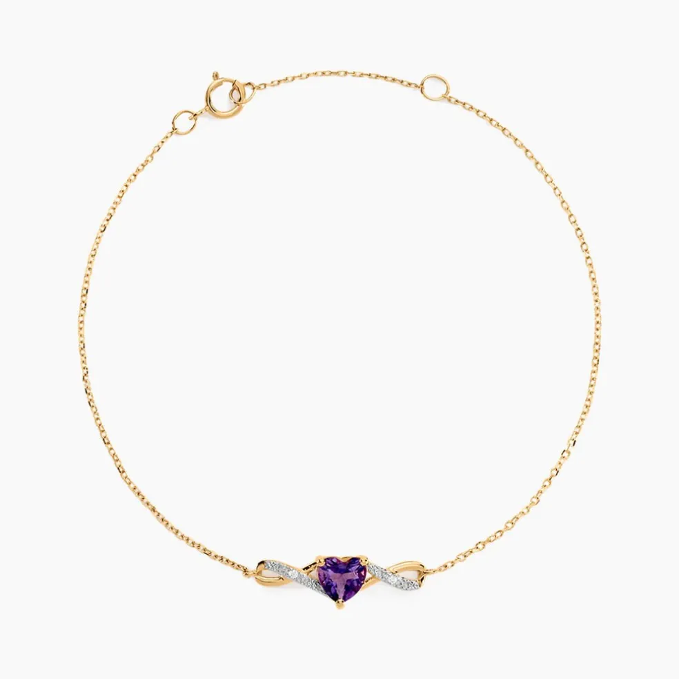 Bracelet Clothilde Or Jaune Améthyste Oxyde De Zirconium