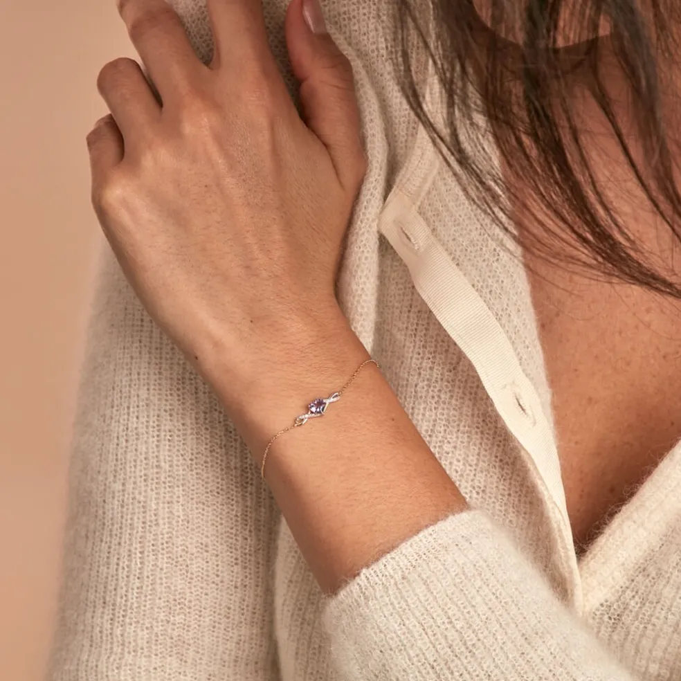 Bracelet Clothilde Or Jaune Améthyste Oxyde De Zirconium