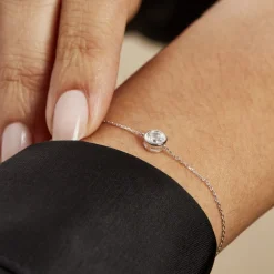 Bracelet Columbine Or Blanc Oxyde De Zirconium Blanc