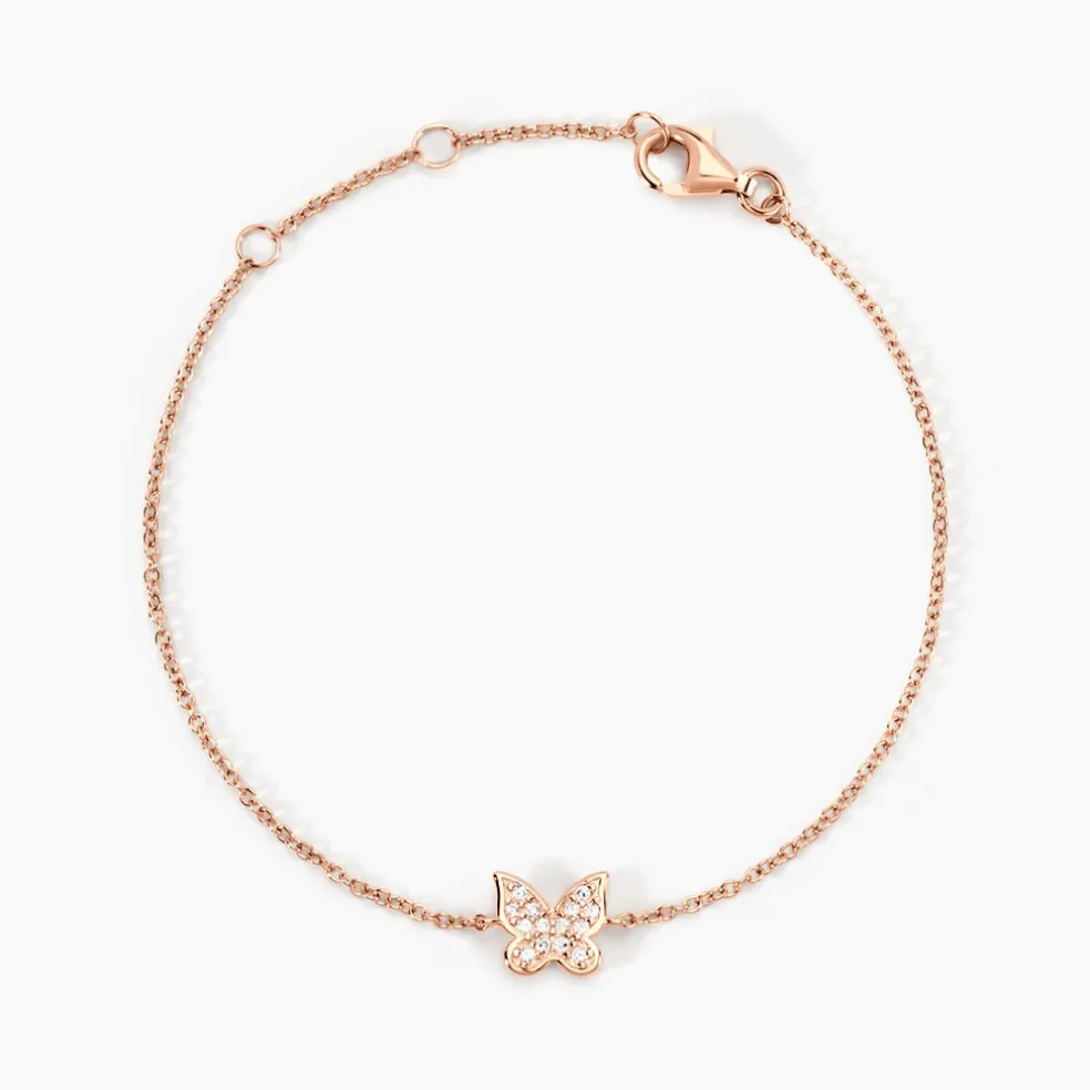 Bracelet Court Argent Rose Anne-lise Oxyde De Zirconium