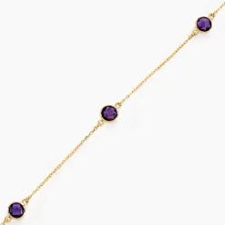 Bracelet Cressida Or Jaune Amethyste Violet