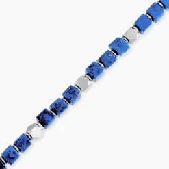 Bracelet Cusco Acier Blanc Lapis Lazuli