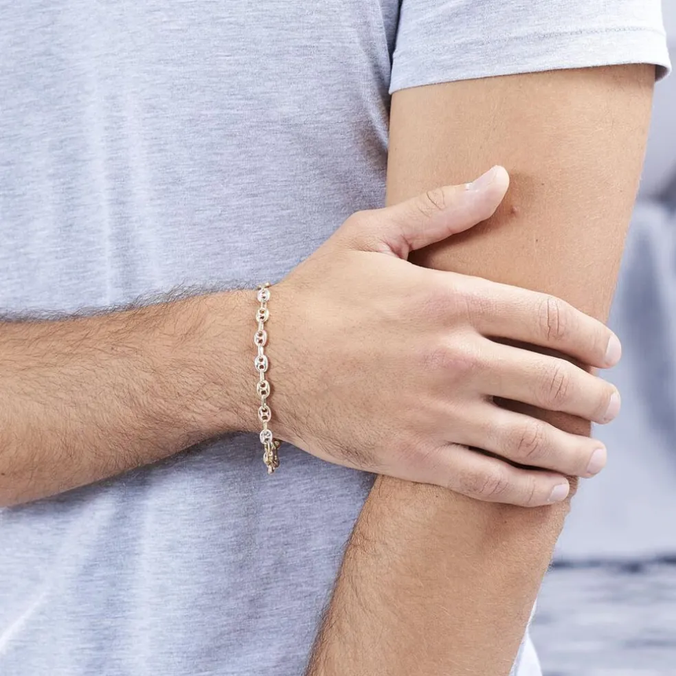 Bracelet Dami Maille Grain De Café Or Tricolore