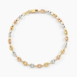 Bracelet Dami Maille Grain De Café Or Tricolore