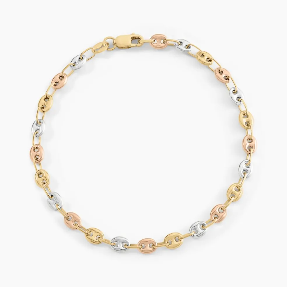 Bracelet Dami Maille Grain De Café Or Tricolore