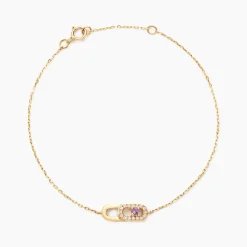 Bracelet Deonne Or Jaune Améthyste Oxyde De Zirconium