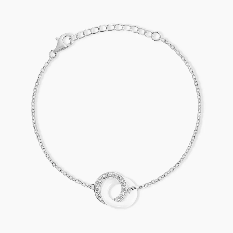 Bracelet Dina Argent Blanc Céramique Et Oxyde De Zirconium