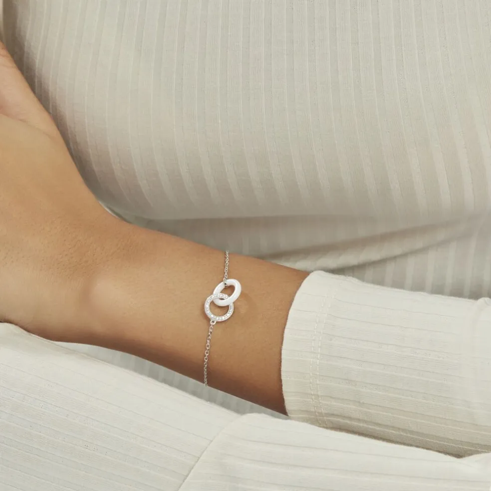 Bracelet Dina Argent Blanc Céramique Et Oxyde De Zirconium