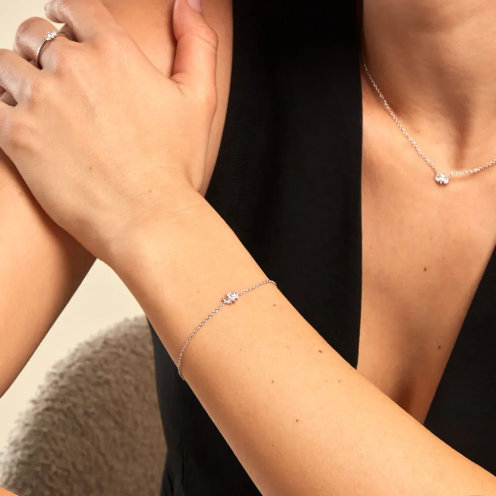 Bracelet Duchesse Argent Blanc Oxyde De Zirconium