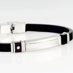 Bracelet Eric Acier Blanc Pierre De Synthese