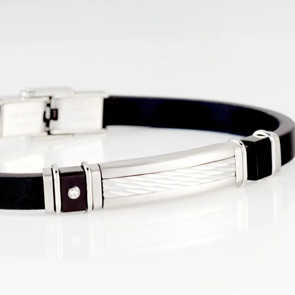 Bracelet Eric Acier Blanc Pierre De Synthese