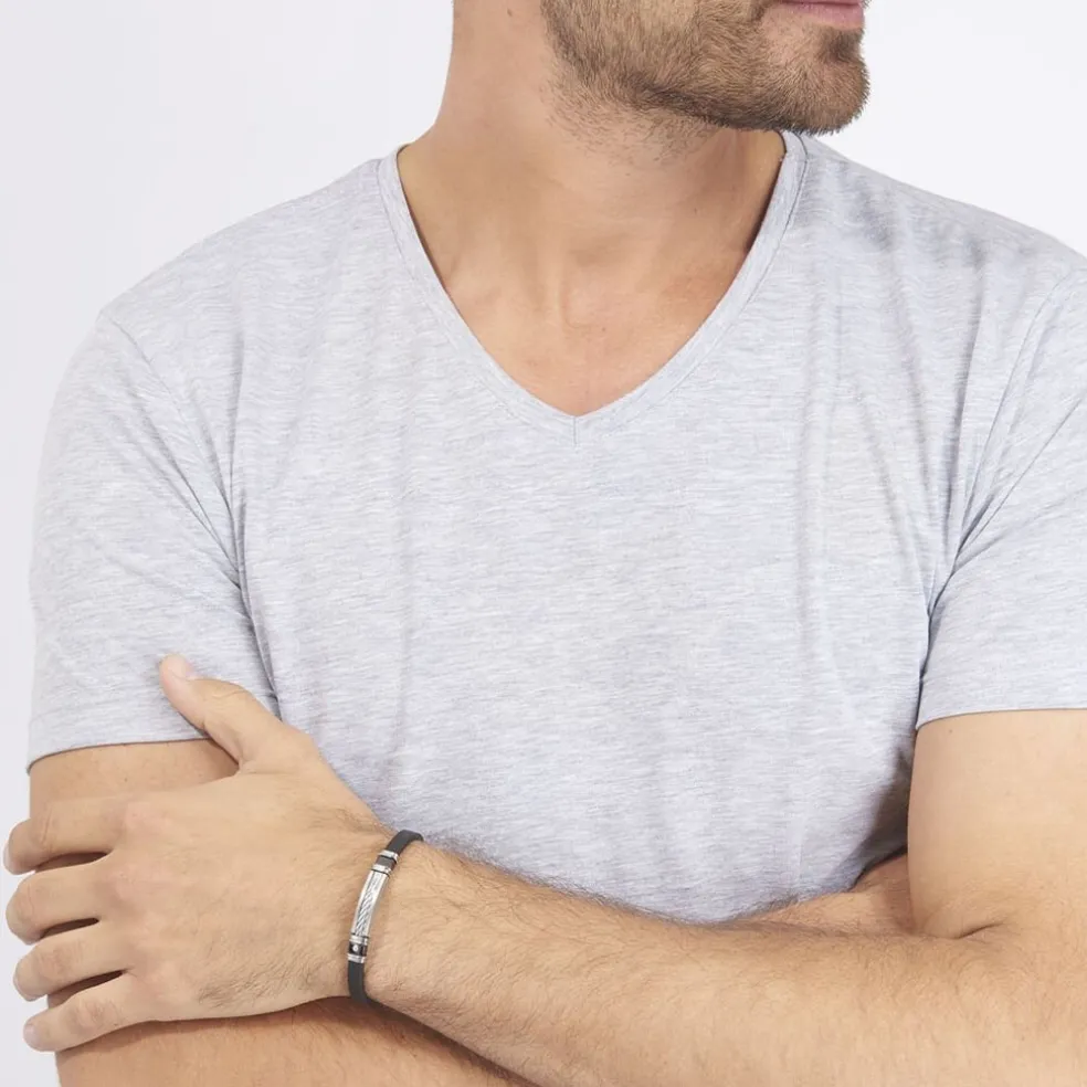 Bracelet Eric Acier Blanc Pierre De Synthese