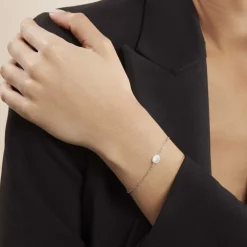 Bracelet Evren Argent Blanc Pierre De Synthese