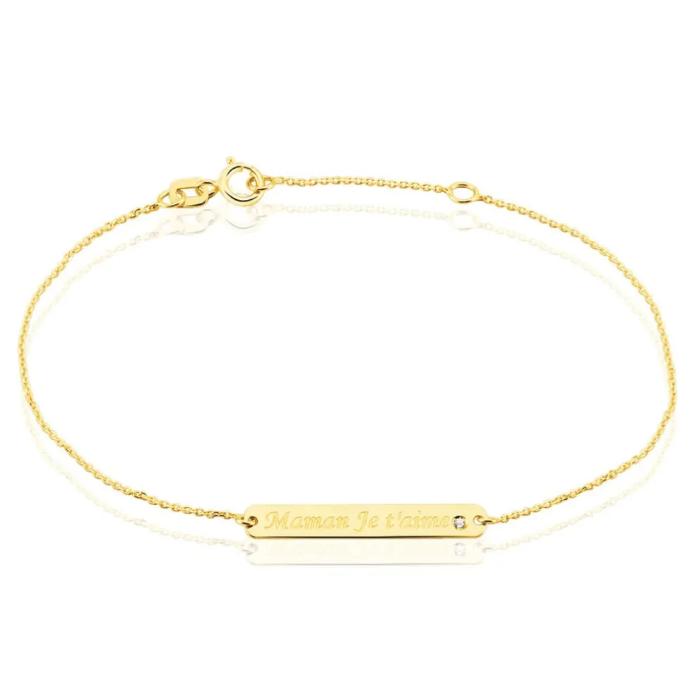 Bracelet Fania Message Or Jaune Oxyde De Zirconium