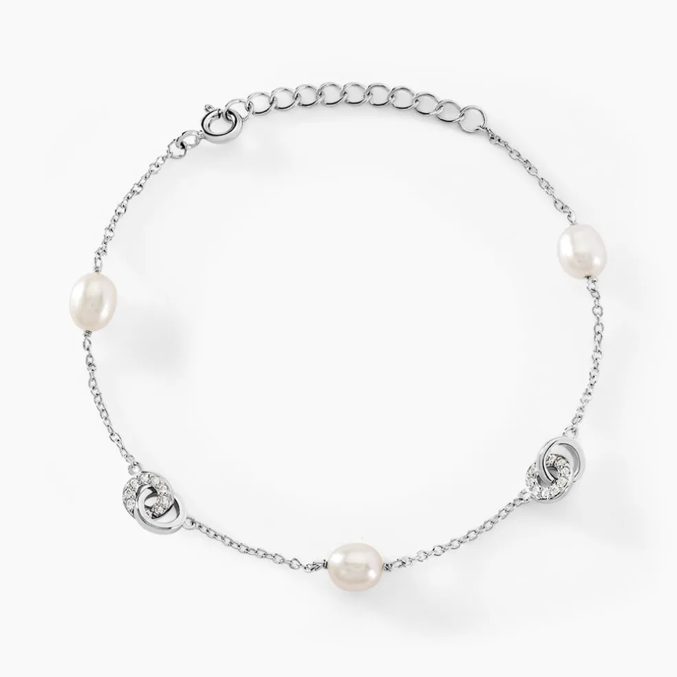 Bracelet Gaetane Argent Blanc Perle De Culture Oxyde De Zirconium