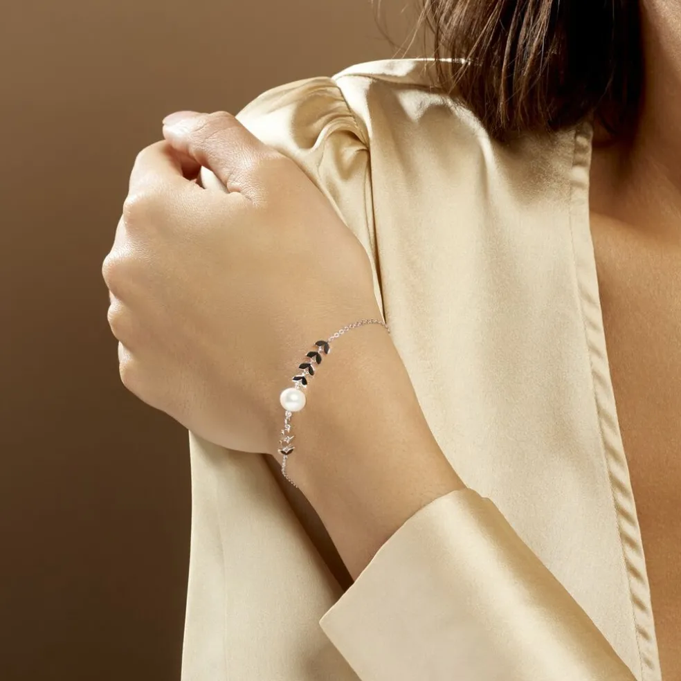 Bracelet Giacobbe Argent Blanc Perle De Culture