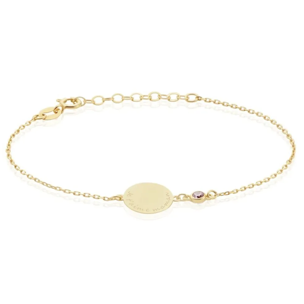 Bracelet Giusto Plaque Or Oxyde De Zirconium