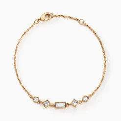 Bracelet Gold Chandelier Plaqué Or Doré Oxyde De Zirconium