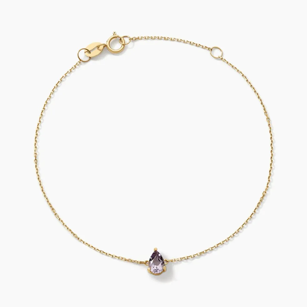 Bracelet Goutte Or Jaune Améthyste