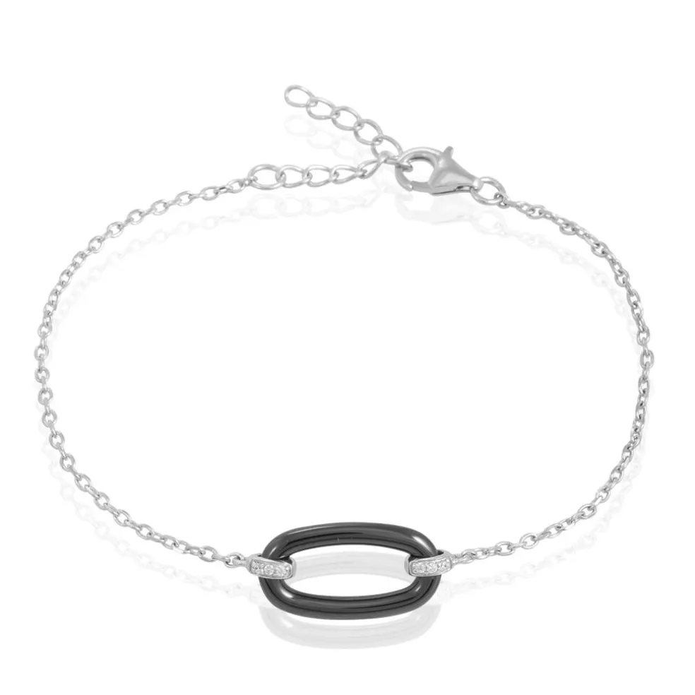 Bracelet Greta Argent Blanc Céramique Et Oxyde De Zirconium