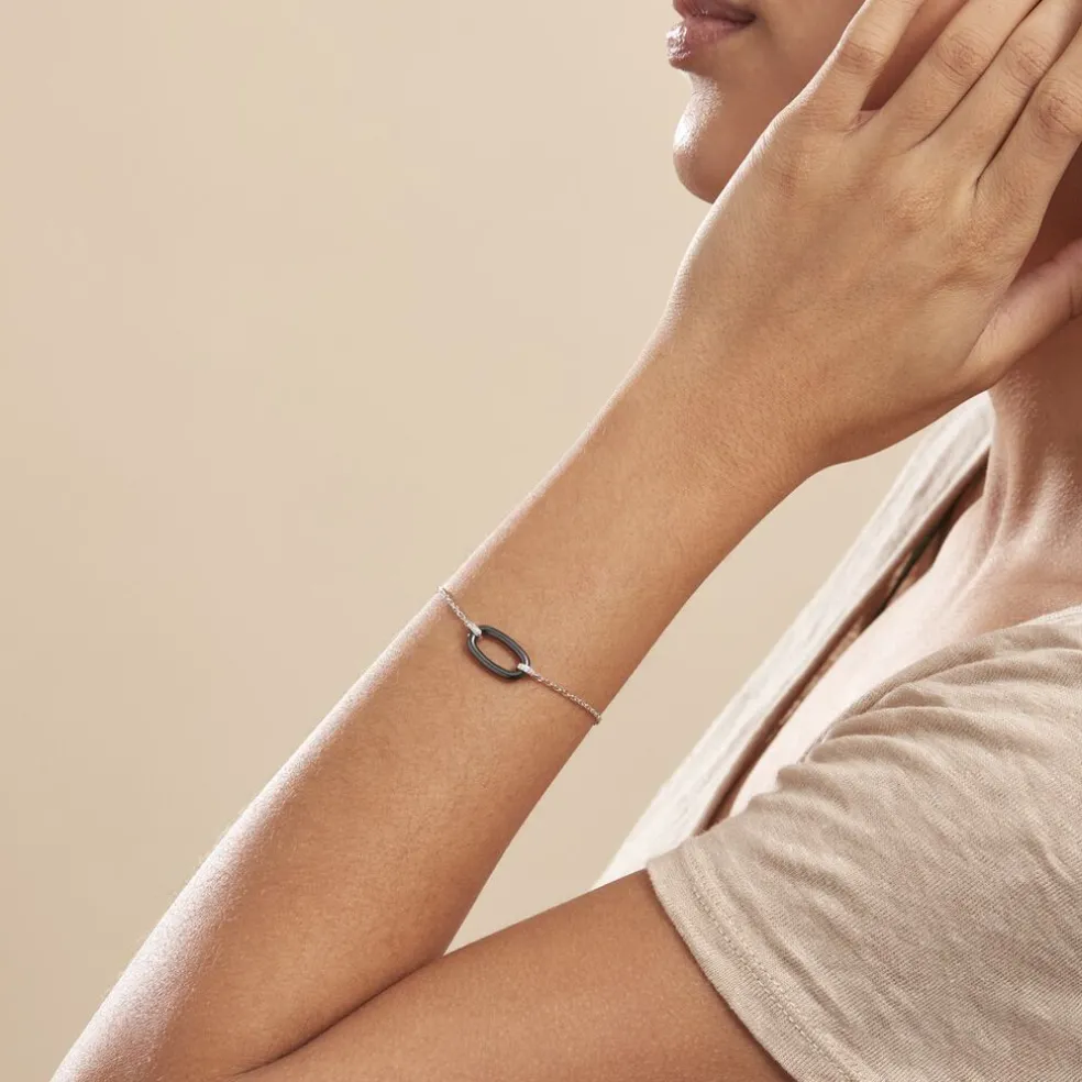 Bracelet Greta Argent Blanc Céramique Et Oxyde De Zirconium