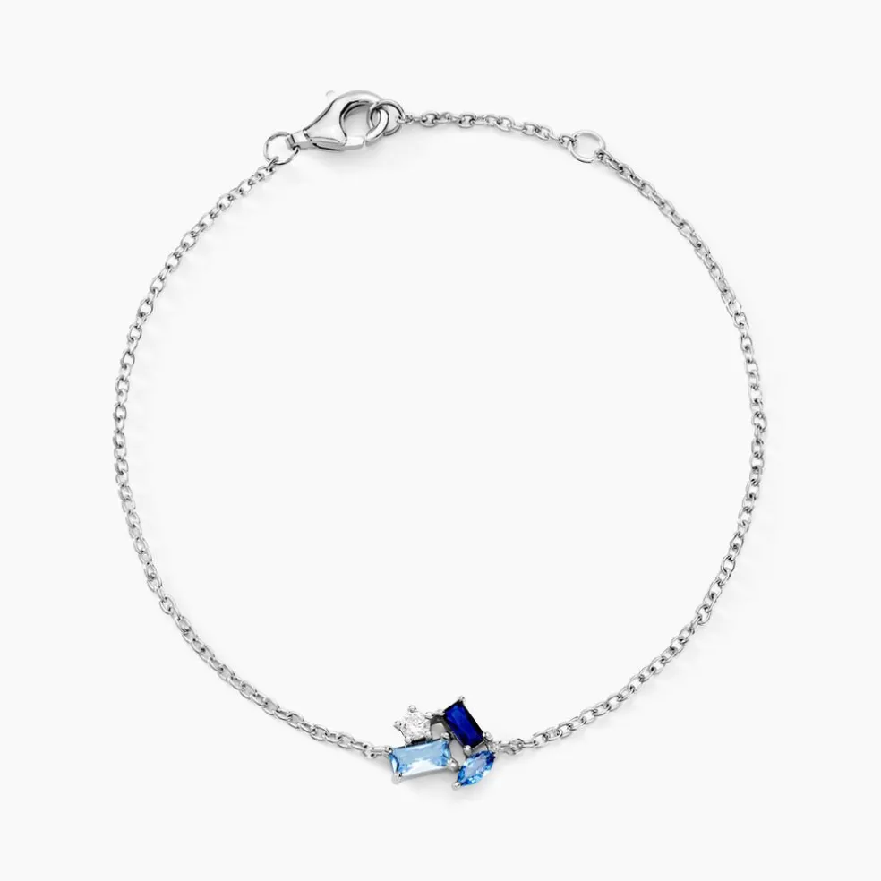 Bracelet Guillemette Argent Blanc Pierre D'imitation