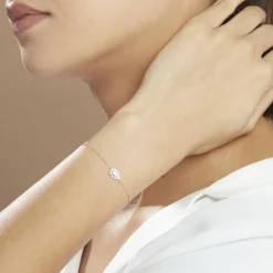 Bracelet Hildana Or Blanc Oxyde De Zirconium