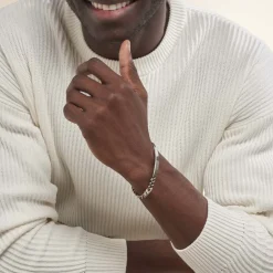 Bracelet Identité Casper Gourmette Argent Blanc