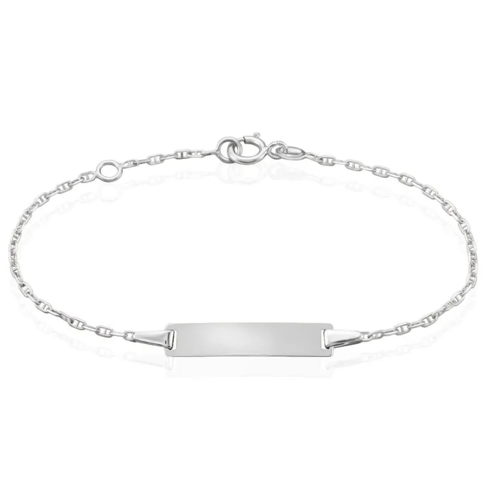 Bracelet Identité Esta Maille Forçat Or Blanc