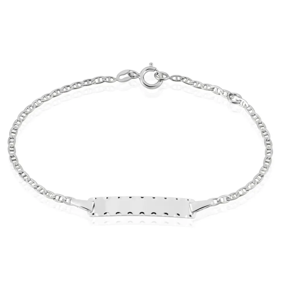 Bracelet Identité Esta Maille Forçat Or Blanc