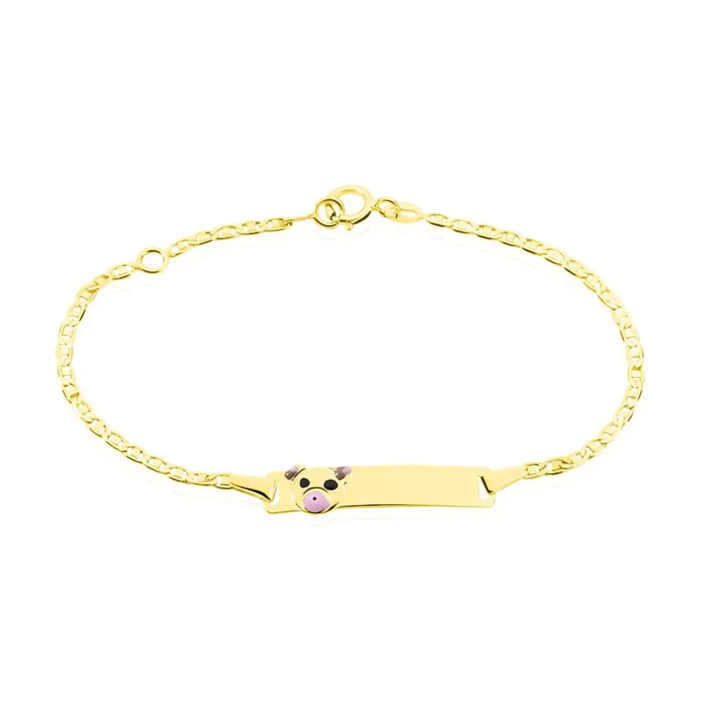 Bracelet Identité Euzebia Maille Chemin De Fer Or Jaune